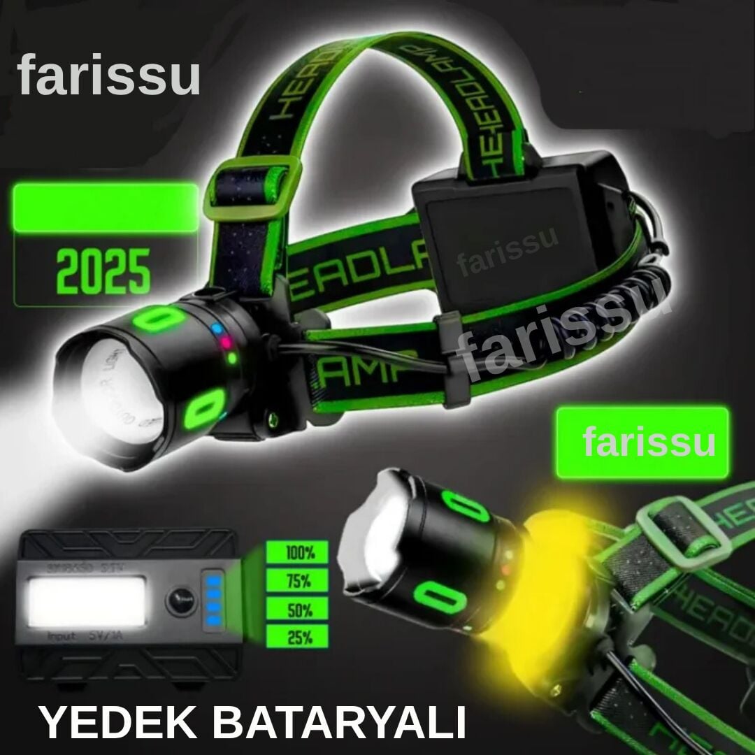 GS-15550 40W 4000 Lümen Çift Set Birebir Orijinal Yedek Pilli Profesyonel Kafa Lambası