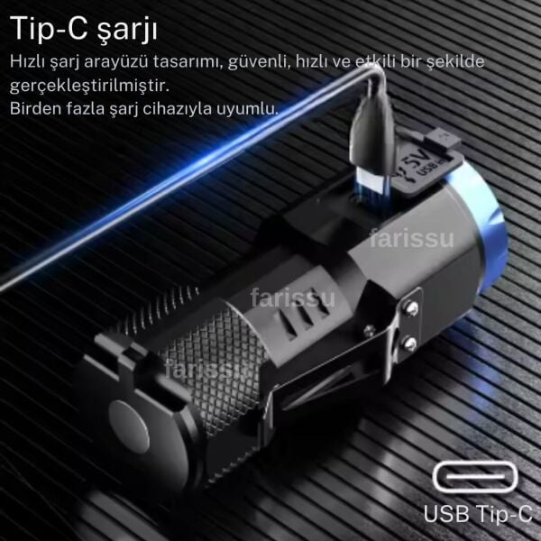 8x LED Yüksek Parlaklıkta Mini El Feneri – USB Şarjlı, Mıknatıslı ve Taşınabilir Çalışma Işığı