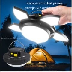 Solar Panelli Telefon Şarj Özellikli Çok Fonksiyonlu Kamp Lambası Aydınlatma