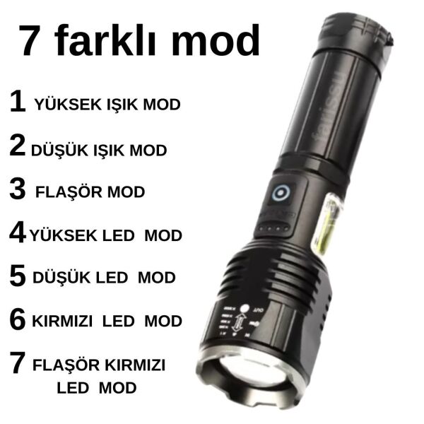ONELIGHT Yüksek Performanslı 7 Modlu Şarj Edilebilir El Feneri