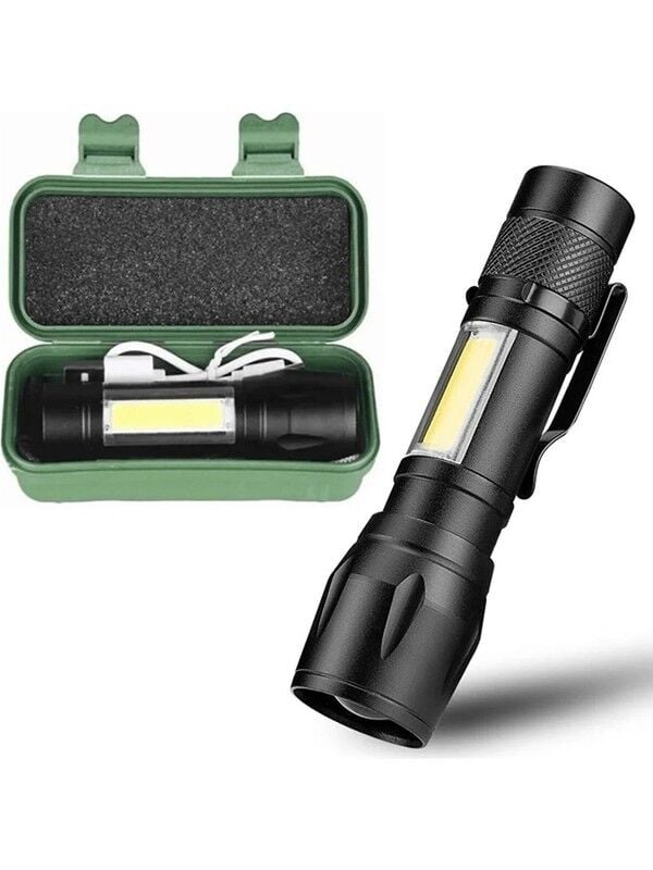 Mini Şarj Edilebilir LED El Feneri – 3 Modlu, Ayarlanabilir Zoom ve Suya Dayanıklı Hafif Tasarım!