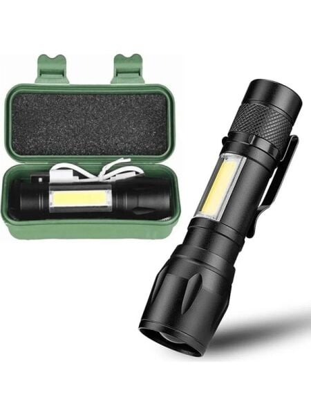 Mini Şarj Edilebilir LED El Feneri – 3 Modlu, Ayarlanabilir Zoom ve Suya Dayanıklı Hafif Tasarım!
