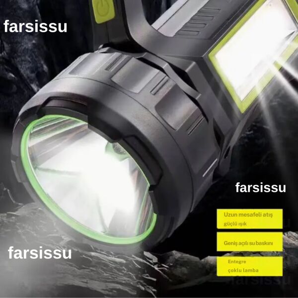 GK-T95  30W Uzun Menzilli Solar Panelli Powerbank Usb Çıkış S.o.s Lu Ultra Güçlü Ledli Şarjlı Feneri