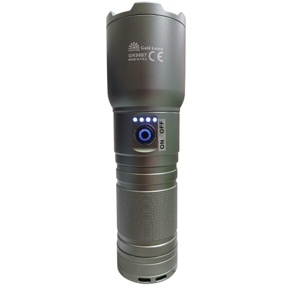 GK-9607 Profesyonel El Feneri | 100W 10.000 Lümen | 7200 Mah, 2200 M Menzil, Zoomlu