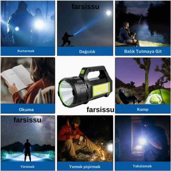 GK-T95  30W Uzun Menzilli Solar Panelli Powerbank Usb Çıkış S.o.s Lu Ultra Güçlü Ledli Şarjlı Feneri