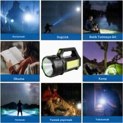 GK-T95  30W Uzun Menzilli Solar Panelli Powerbank Usb Çıkış S.o.s Lu Ultra Güçlü Ledli Şarjlı Feneri