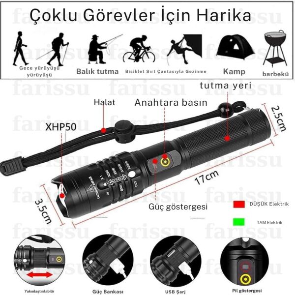 ONELİGHT zomlu flaşörlü full metal tasarım el feneri