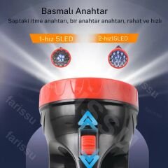 Gold Kama Uzun Mesafeli 15 Ledli Şarjlı El Feneri GK7775 - Kamp, Avcı, Balıkçı Feneri, Çadır Lambası