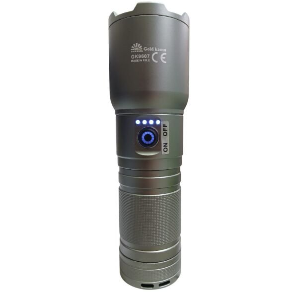 GK-9607 Profesyonel El Feneri | 100W 10.000 Lümen | 7200 Mah, 2200 M Menzil, Zoomlu