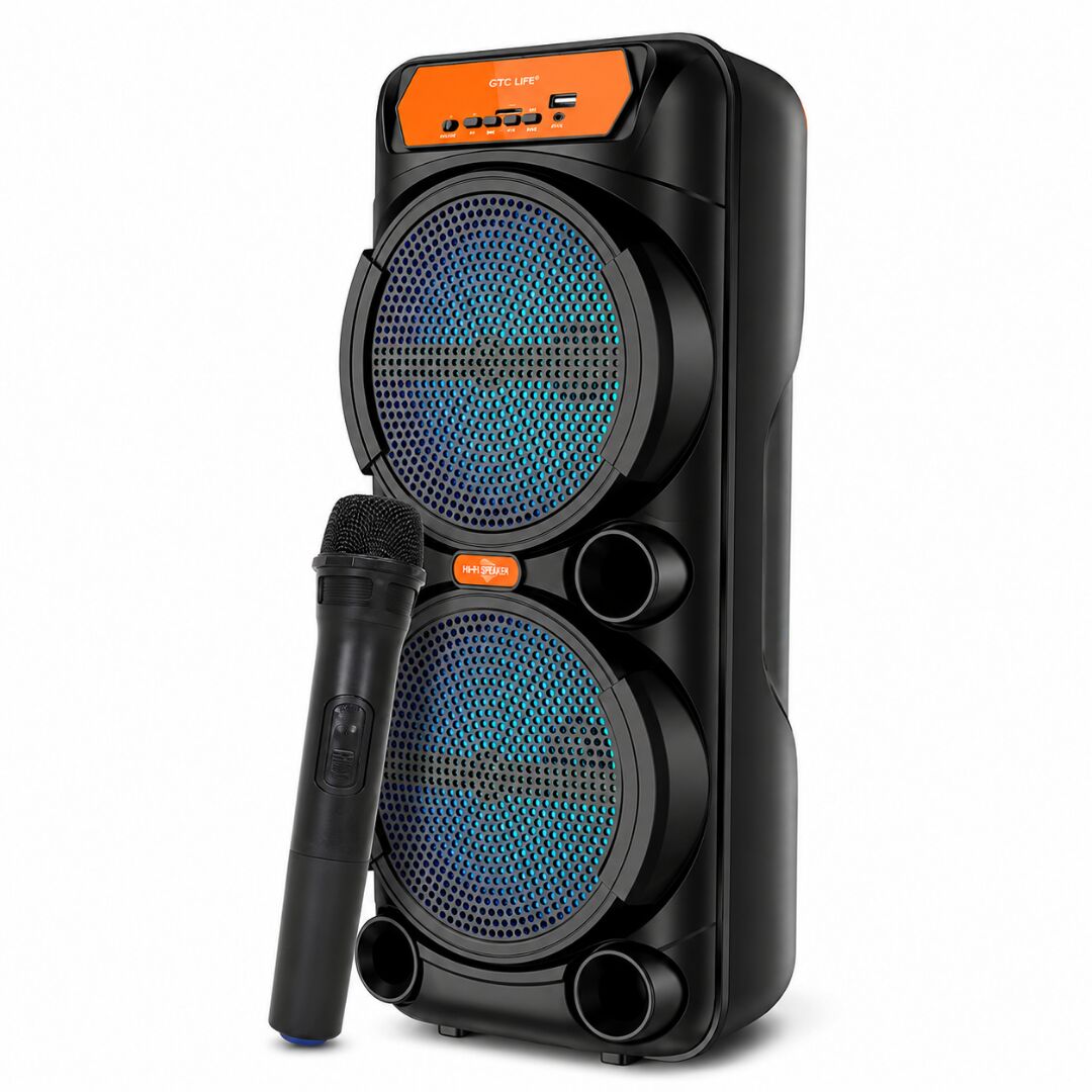 Kablosuz Mikrofonlu RGB Işıklı Taşınabilir Parti ve Karaoke Hoparlörü (GTS-1880)