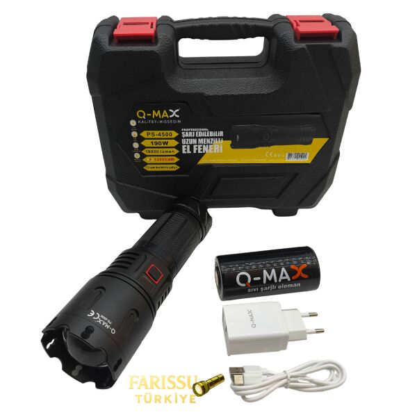 PS-4500 Profesyonel Lazer El Feneri - 190W 19000 Lümen Uzun Menzilli Şarj Edilebilir 32000 mAh)