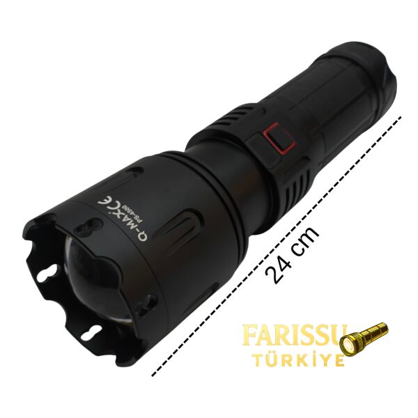 PS-4500 Profesyonel Lazer El Feneri - 190W 19000 Lümen Uzun Menzilli Şarj Edilebilir 32000 mAh)