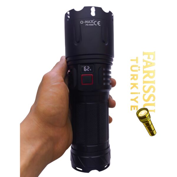 PS-4500 Profesyonel Lazer El Feneri - 190W 19000 Lümen Uzun Menzilli Şarj Edilebilir 32000 mAh)