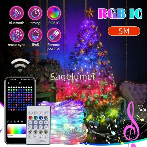 RGBIC Peri Led Şerit Işık 5M 50 LED USB'li (Surplife App / Bluetooth / Sese Duyarlı / Zamanlayıcılı)