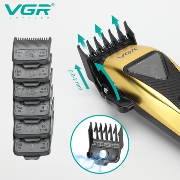 VGR V-015 Profesyonel Şarjlı Saç Kesme Makinesi - 9000 RPM Motor, DLC Kaplama Bıçak, LED Ekran