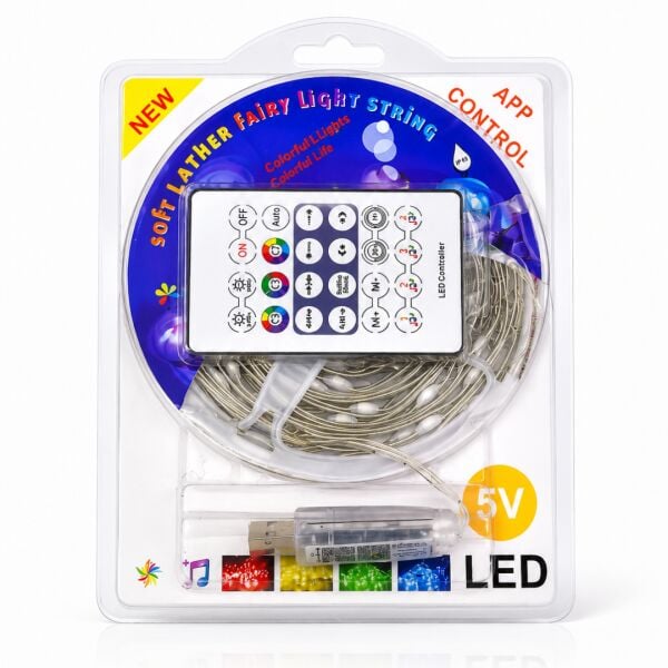 RGBIC Peri Led Şerit Işık 5M 50 LED USB'li (Surplife App / Bluetooth / Sese Duyarlı / Zamanlayıcılı)