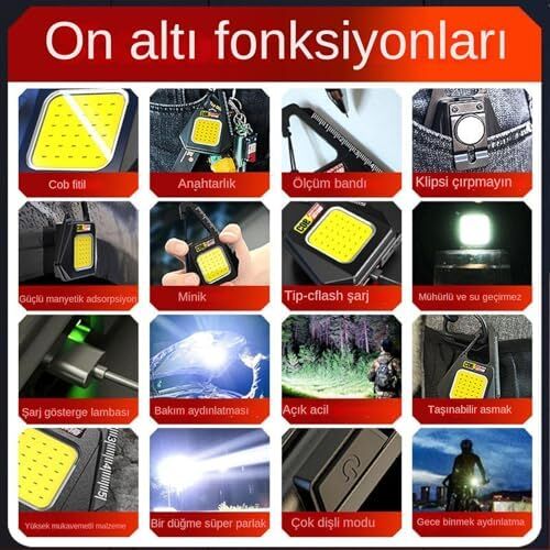 Manyetik Şarjlı Taşınabilir Üçgen Anahtarlık Işığı | 500 mAh Çok Fonksiyonlu Çalışma Lambası