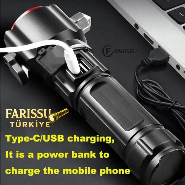 OR-2210-TG Alüminyum Alaşımlı Şarj Edilebilir Taktik El Feneri - 1000 Watt 6000 Lümen, 1 Km Menzilli