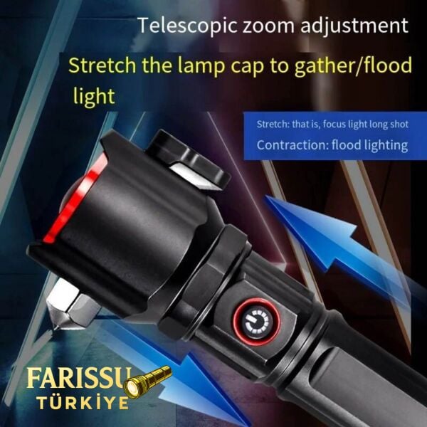 OR-2210-TG Alüminyum Alaşımlı Şarj Edilebilir Taktik El Feneri - 1000 Watt 6000 Lümen, 1 Km Menzilli