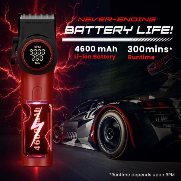 VGR V-001 Profesyonel  Berberler için Karbon Çelik Bıçak Saç Kesme Makinesi 9000RPM, LED Ekran Kırmızı