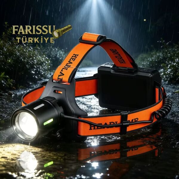 Q-MAX PS-T2206 Kafa Lambası - 25W 2500 Lümen Şarj Edilebilir LED Kafa Lambası, 1.5 KM Uzun Menzilli