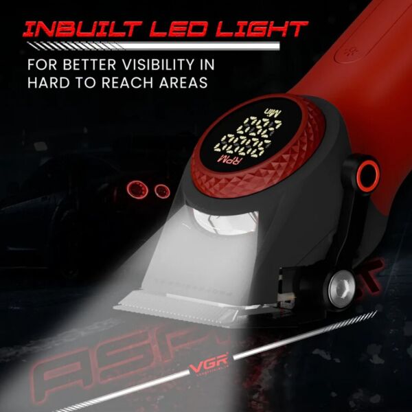 VGR V-001 Profesyonel  Berberler için Karbon Çelik Bıçak Saç Kesme Makinesi 9000RPM, LED Ekran Sarı