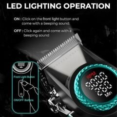 VGR V-001 Profesyonel  Berberler için Karbon Çelik Bıçak Saç Kesme Makinesi 9000RPM, LED Ekran Siyah