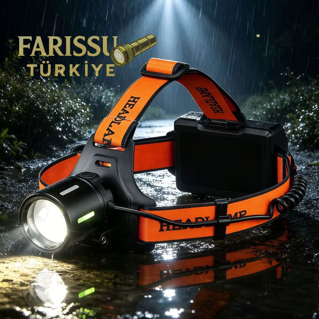 PS-T2206 Çift LEDli Kafa Lambası 25W 2500 Lümen -Yedek Pilli 1.5 KM Menzilli Kafa Lambası