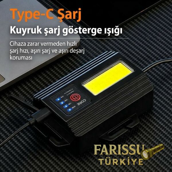 PS-T2206 Çift LEDli Kafa Lambası 25W 2500 Lümen -Yedek Pilli 1.5 KM Menzilli Kafa Lambası