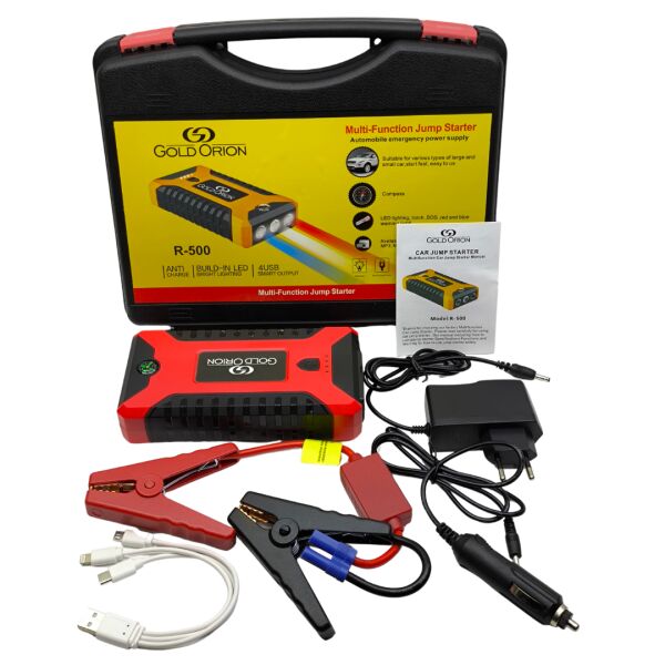 Gold Orion R-500 Çok Fonksiyonlu Taşınabilir Araç Akü Takviye Cihazı - 12V Jump Starter, Powerbank ve Fener