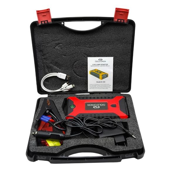 Gold Orion R-500 Çok Fonksiyonlu Taşınabilir Araç Akü Takviye Cihazı - 12V Jump Starter, Powerbank ve Fener