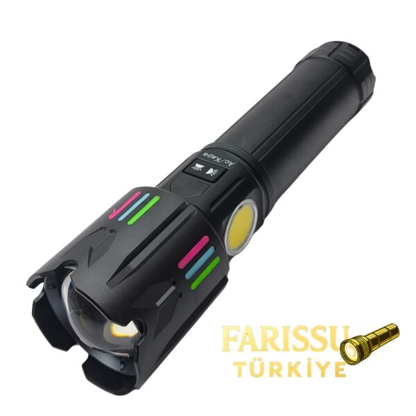Gold Silver GS-15150 Profesyonel Şarjlı El Feneri | 11000 Lümen 110W Projektör Devasa Lityum Pilli