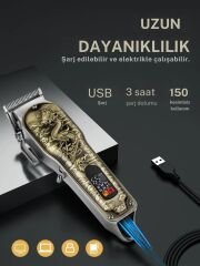 DEARLİNG çelik tasarım kancalı dijital göstergeli ayarlanabilir çelik bıçaklara sahip tıraş makinesi kuaför turuncu renk