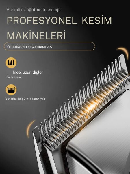 DEARLİNG çelik tasarım kancalı dijital göstergeli ayarlanabilir çelik bıçaklara sahip tıraş makinesi kuaför turuncu renk