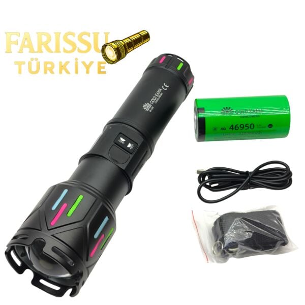 GK-G30 ÇANTALI EL FENERGold Kama GK-G30 15000 Lümen Şarj Edilebilir Uzun Menzilli Lazer El Feneri