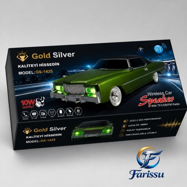 Gold Silver GS-1425 Klasik Cadillac Tarzı Bluetooth Hoparlör ve FM Radyo