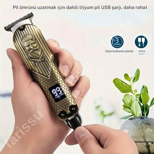 DEARLİNG Çelik Kasa Profesyonel Saç Sakal Ense Çizim Tüm Vücut Tüyü Lazer Öncesi Tıraş Makinesi.