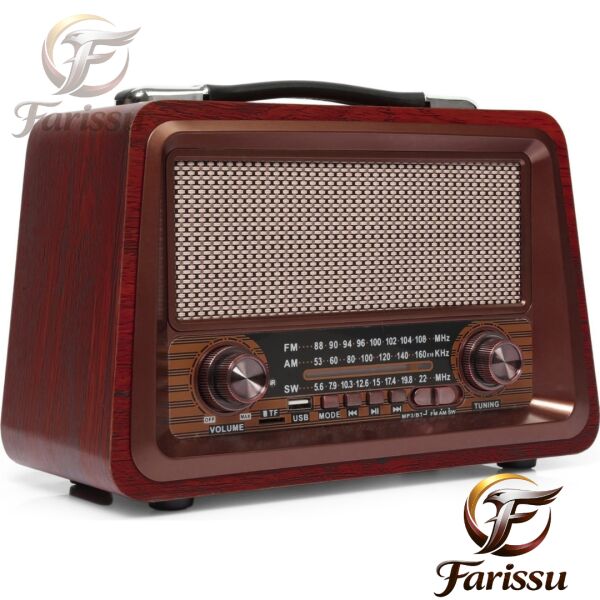 GS-1340 Nostaljik Bluetooth Radyo – MDF Gövde, FM/AM/SW, USB/TF, 1+1 YEDEK BATARYA HEDİYELİ