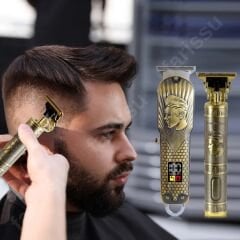 DEARLİNG Çelik Kasa Profesyonel Saç Sakal Ense Çizim Tüm Vücut Tüyü Lazer Öncesi Tıraş Makinesi. çiftli altın rengi