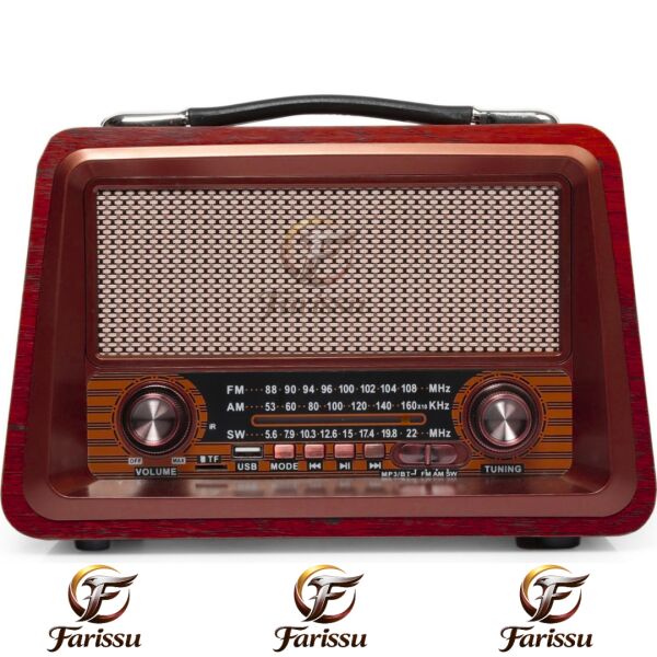 GS-1340 Nostaljik Bluetooth Radyo – MDF Gövde, FM/AM/SW, USB/TF, 1+1 YEDEK BATARYA HEDİYELİ