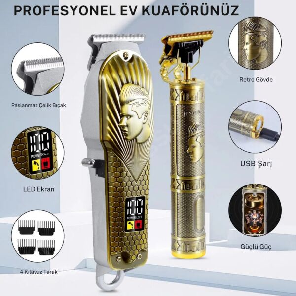 DEARLİNG Çelik Kasa Profesyonel Saç Sakal Ense Çizim Tüm Vücut Tüyü Lazer Öncesi Tıraş Makinesi. çiftli pakır rangi