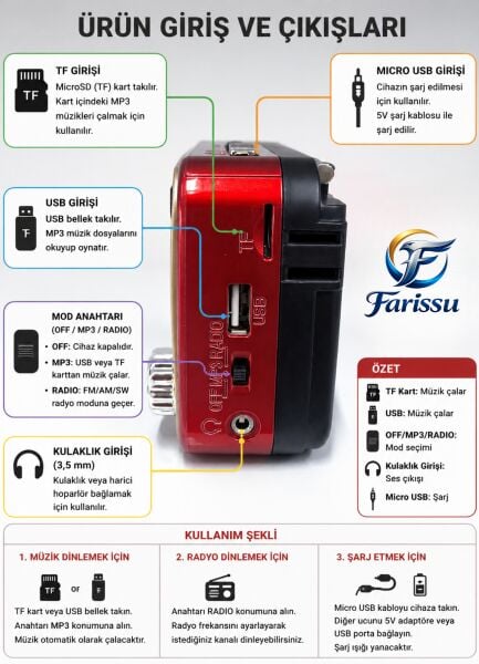 GOLD SILVER GS-1305 Nostaljik Taşınabilir Radyo