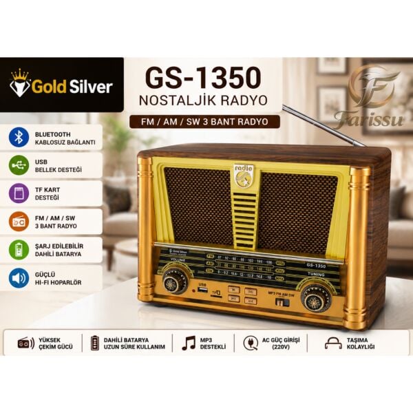 GS-1350 Gold Silver Nostaljik Radyo