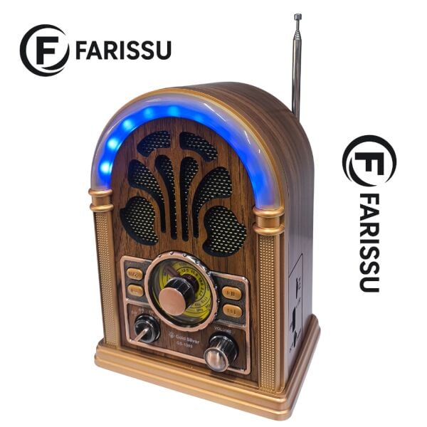 GS-1380 Retro Tasarım Nostaljik Radyo - Bluetooth, USB/TF Müzik Çalar ve LED Işıklı Taşınabilir Hoparlör