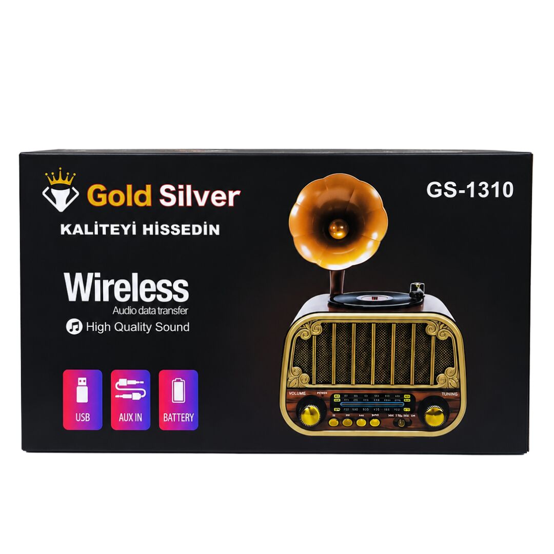 Gold Silver GS-1310 Nostaljik Tasarım Bluetooth  Radyo