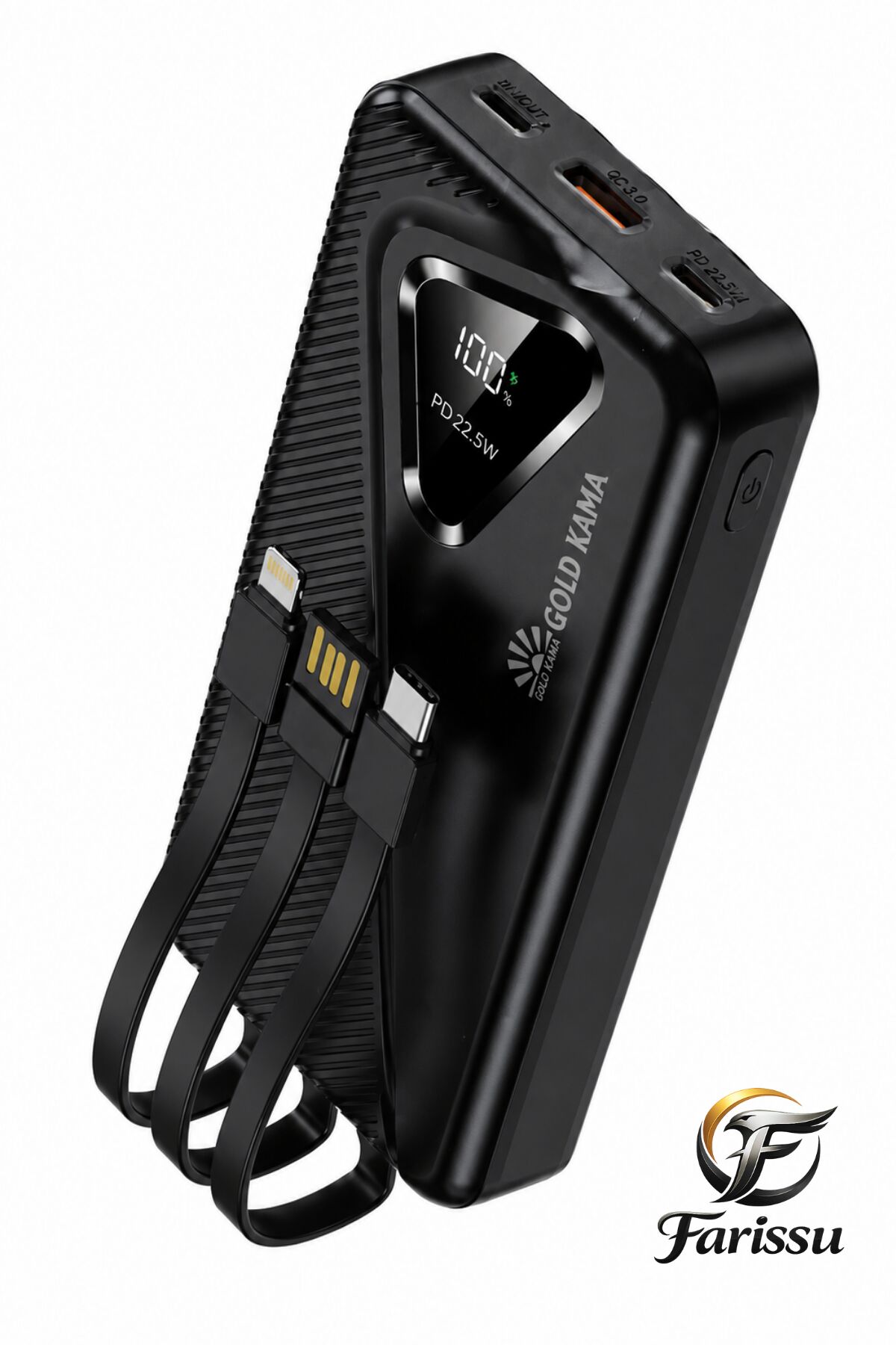 GOLD KAM A 20000mAh Powerbank 22.5W Hızlı Şarj Dahili Kablolu Taşınabilir Şarj Cihazı