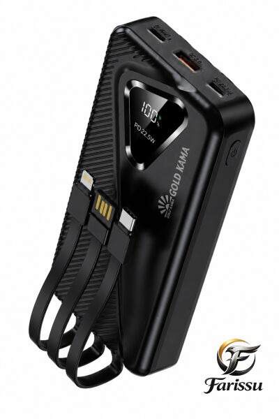 GOLD KAM A 20000mAh Powerbank 22.5W Hızlı Şarj Dahili Kablolu Taşınabilir Şarj Cihazı