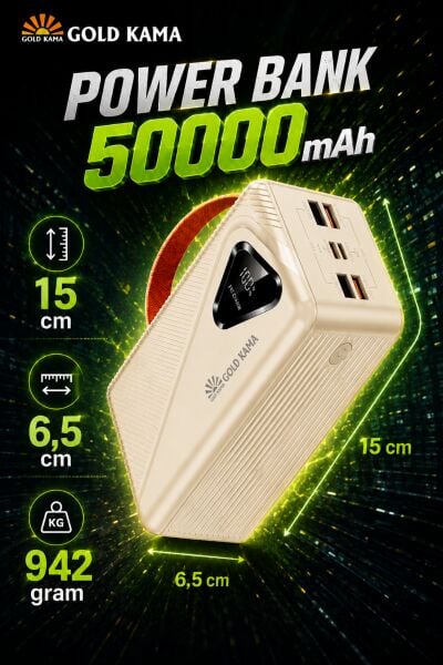 50000 mAh Akıllı Çip Korumalı Güç Deposu - 22.5W Ultra Hızlı Taşınabilir Şarj Cihazı
