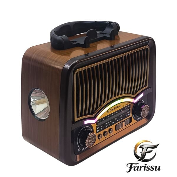 GS-1360 Nostaljik Tasarım Bluetooth Hoparlörlü Güneş Enerjili Şarjlı FM/AM/SW Radyo