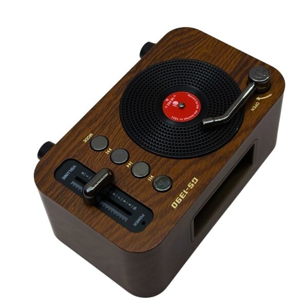 GS-1390 Retro Bluetooth Hoparlör ve FM Radyo | USB Bellek, TF Kart, AUX Girişli Ahşap Tasarım